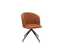 Silla de diseño giratoria 360° de terciopelo texturizado color terracota y metal negro VANITY