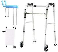 Silla de ducha con andador con asiento acolchado, carrito plegable para personas mayores con reposabrazos desmontable - Andador con ruedas de altura ajustable con 2 ruedas