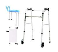 Silla de ducha con asiento acolchado, carrito plegable para ancianos con reposabrazos desmontable, andador rodante de altura ajustable con 2 ruedas | Ayuda de movilidad con andador