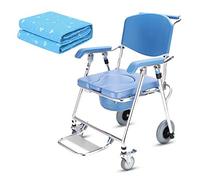 Silla de ducha con inodoro, silla de transporte plegable, silla de inodoro junto a la cama con olla extraíble, reposapiés móvil, silla de ruedas con pedal plegable para personas ma
