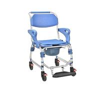 Silla de ducha con ruedas para ancianos, silla plegable con pedal con cojín de esponja, ayuda de movilidad perfecta para discapacitados, fácil de mover
