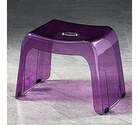 Silla de ducha de acrílico transparente antideslizante e impermeable para baño, asiento compacto sin respaldo para un fácil cambio de zapatos, diseño morado elegante (37 x 24 x 28 cm)