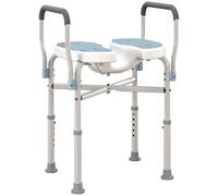 Silla de ducha HOMCOM con reposabrazos, asiento de ducha en forma de U, altura ajustable, ruedas antideslizantes, taburete de ducha para personas mayores, discapacitadas y lesionadas, azul claro