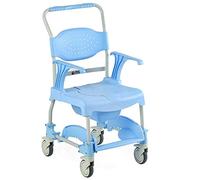 SILLA DE DUCHA MOEM, se puede acoplar directamente al inodoro, de serie viene con cubeta y tapa de asiento, reposabrazos y reposapié abatible