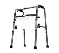 Silla de ducha plegable, Andador para personas mayores geriátricas de alta resistencia: estructura para caminar con ayuda para la movilidad en altura ajustable, Muleta de acero con asiento acolchado