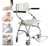 Silla de Ducha Plegable con Ruedas, Silla de Ducha para Personas Mayores con Freno, Taburete de Ducha Multiusos para Personas Mayores para Moverse/Ducharse/WC, Carga Máxima 120 kg