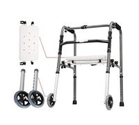 Silla de ducha plegable con ruedas y 2 ruedas, andador resistente para personas mayores, con altura ajustable, de acero, con asiento.