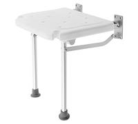 Silla de ducha plegable de pared para personas mayores y accesibilidad, capacidad de carga de 100 kg, asiento de polietileno y ventosas, silla plegable para bañera y ducha, color blanco