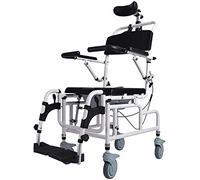 Silla de ducha reclinable inclinable con asiento acolchado, silla con reposabrazos, reposacabezas ajustable, reposabrazos y reposapiés abatibles, ayuda a la movilidad para la seguridad del baño