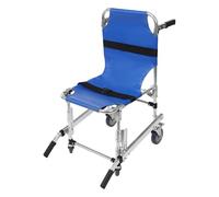 Silla de emergencia para escaleras, de transporte, de aluminio, capacidad de carga de hasta 160 kg, plegable, con cinturones de seguridad y ruedas universales (azul)
