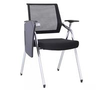 Silla de entrenamiento de oficina de malla transpirable con reposabrazos y bloc de notas plegable, silla de conferencias compacta para recepción y solución de almacenamiento que ahorra espacio