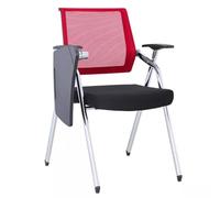 Silla de entrenamiento plegable con reposabrazos y bloc de notas, asiento de recepción cómodo de malla transpirable para eventos de oficina y talleres