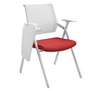 Silla de entrenamiento plegable con tablero de escritura, silla de conferencias para personal y estudiantes, color rojo, silla trasera para sala de reuniones para curso de entrenamiento.