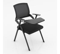 Silla de entrenamiento plegable de malla transpirable con soporte para tazas y ranura para bolígrafo, ideal para aulas y salas de reuniones (negro)
