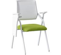 Silla de entrenamiento plegable portátil con estante de escritorio, soporte para tazas y bandeja para bolígrafos, silla de oficina apilable para el hogar, aula y uso al aire libre (verde)
