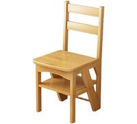 Silla De Escalera De Biblioteca Plegable De Madera, 2 En 1, Taburete De Peldaños Multifuncional Portátil Ligero, Taburete De 4 Peldaños, Escaleras De Tijera De Doble Propósito (Color : Wood, S : 37x