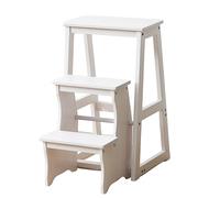 Silla de escalera de madera de 3 escalones, taburete multifunción con soporte de almacenamiento y exhibición para biblioteca del hogar, ahorro de espacio portátil, capacidad de 100 kg