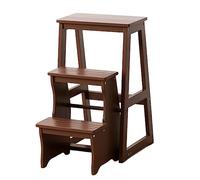 Silla de escalera de madera de 3 escalones, taburete multifunción con soporte de almacenamiento y exhibición para biblioteca del hogar, ahorro de espacio portátil, capacidad de 100 kg