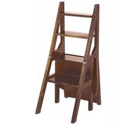 Silla de escalera plegable, taburete y estante de madera maciza, solución de ahorro de espacio para el hogar, oficina, cocina, 2 en 1, multiusos