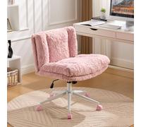 Silla de Escritorio con Pelo Sintético, para Oficina y Tocador, Rosa, 63x67x94 cm