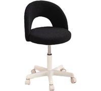 Silla de escritorio con ruedas ajustable con forma de corazón de peluche, sin reposabrazos, silla giratoria para maquillaje de oficina, altura ajustable, forro polar acogedor, perfecta para dormitorio