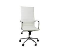 THINIA HOME - Silla de Escritorio Elegance, Acero/Tapizada Cuero, Oficina, Despacho, Estudio, Diseño Ergonómico, Altura Ajustable, 5 Ruedas, Giratoria 360º, 60x(57x89) x(105-116) cm
