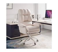 Silla de escritorio de back office de alto ergonómico moderno, giratorio de cuero PU con reposapiés, silla de computadora ejecutiva reclinable para la oficina en casa - diseño blanco elegante KeYJ