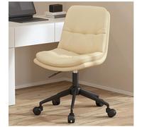 Silla de Escritorio de Cuero de la Oficina ejecutiva con diseño sin Brazo Giratorio de 360 ° para la Tarea de la computadora en casa Altura Ajustable Silla tocador tapizado con Ruedas rodantes LWX