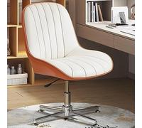 Silla de Escritorio de Oficina giratoria de Cuero PU, ergonómica Moderna, sin Brazos, para el hogar y la Oficina, Asiento Acolchado cómodo y diseño de Patas Cruzadas Octopus Feet