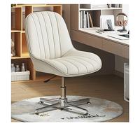 Silla de Escritorio de Oficina sin Brazo Moderna con Acolchado de Cuero PU y Base giratoria de la Base ergonómica de Asiento Ancho Silla de tareas para tocador de Maquillaje Altura Ajustable (Azul)
