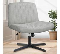 Silla de escritorio de oficina sin brazos, sin ruedas, acolchada, moderna, giratoria, altura ajustable, asiento ancho, silla de tocador para oficina en casa, silla decorativa de respaldo medio (gris)