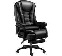 Silla de escritorio ejecutiva ergonómica ajustable con reposabrazos, ruedas, reposapiés y función de masaje, silla de oficina de cuero PU con respaldo alto para uso doméstico y de oficina, color
