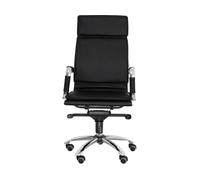 Silla de Escritorio Ejecutiva PYC Yeste Negro con ruedas de parqué (Brazos Fijos - Piel Sintética)