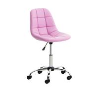 CLP Silla De Escritorio Emil En Simil Cuero & Base con Ruedas I Silla De Ordenador Altura Regulable & Giratoria, Color:Fucsia