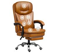 Silla de escritorio ergonómica de masaje con masaje de 7 puntos, reposapiés, material de poliuretano, diseño giratorio, incluye almohada lumbar