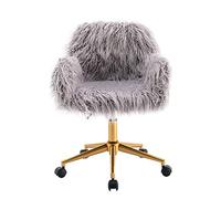 Silla de escritorio esponjosa, giratoria de piel sintética, silla de oficina en casa, altura ajustable, silla decorativa para niñas y mujeres, sillas de maquillaje peludas modernas para dormitorio,