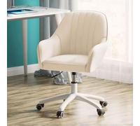 Silla de escritorio giratoria de mediados de siglo con reposabrazos tapizada con respaldo medio, silla de trabajo de estudio de computadora con ruedas, silla de oficina ejecutiva de cuero