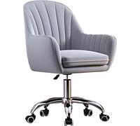 Silla de escritorio giratoria de terciopelo moderna - Silla ergonómica para trabajo en casa, oficina, estudio, sala de estar, tocador y dormitorio, silla decorativa tapizada gris