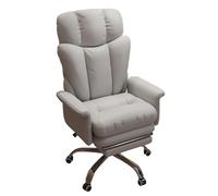 Silla de escritorio giratoria ergonómica de cuero con reposapiés, silla de trabajo de altura ajustable para oficina en casa, respaldo inclinable, silla de tocador de fácil montaje