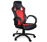 Silla de escritorio giratoria, negra/roja, PU