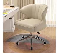 Silla de escritorio giratoria, silla de trabajo ajustable en altura con base plateada, dormitorio de estudio de tocador, respaldo envolvente, diseño moderno de mediados de siglo