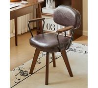 Silla de escritorio giratorio, silla de oficina tapizada de cuero de imitación con patas de madera de roble, sillón moderno de mediados de siglo para espacios pequeños sala de estar y dormitorio LWX