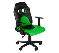 CLP Silla ergonómica para nińos y Adolescentes Fun, giratoria y Ajustable en Altura con Funda de Cuero sintético, reposabrazos Desmontables, Color:Negro/Verde