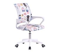 Miroytengo Silla de Escritorio Juvenil Miau Juvenil Blanco Dibujos de Gatitos Metal y Tela 61x84x51 cm