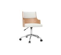 Silla de escritorio moderna blanca y madera clara con cojín integrado MAYOL