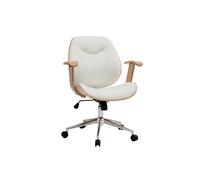 Silla de escritorio moderna blanca y madera clara YORKE