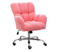 Silla de Escritorio Moderna de Terciopelo con Brazos para niñas, Oficina en casa, Silla de Trabajo ergonómica con Respaldo Medio, Linda Silla giratoria para computadora Rosa para Dormitorio y Ocio