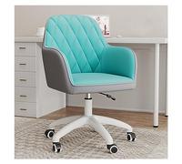 Silla de escritorio moderna de terciopelo con ruedas giratorias y altura ajustable, elegante sillón para mujer, color azul