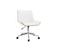 Silla de escritorio moderna PU blanca y madera clara MELKIOR
