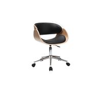 Miliboo - Sillón diseño Negro y Madera Clara con Ruedas Bent